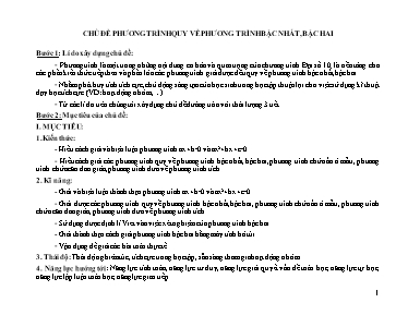 Toán 10 - Chủ đề phương trình quy về phương trình bậc nhất, bậc hai